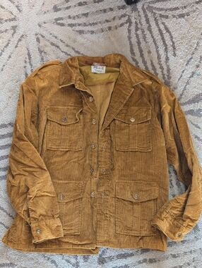 Corduroy Military Field Jacket in Mustard Brown